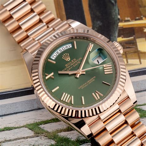 day date rolex olive dial|Rolex oyster day date 40.